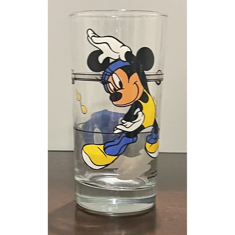Vintage Minnie Mouse Walt Disney Dancing Boombox Drinking Glass 6”